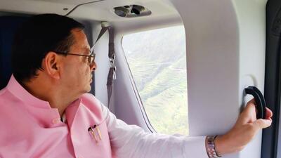 Chief minister Pushkar Singh Dhami on Sunday conducted an aerial survey of landslide-affected areas in Uttarkashi district after heavy overnight rains disrupted normal life across parts of Uttarakhand. Chief minister Pushkar Singh Dhami on Sunday conducted an aerial survey of landslide-affected areas in Uttarkashi district after heavy overnight rains disrupted normal life across parts of Uttarakhand.