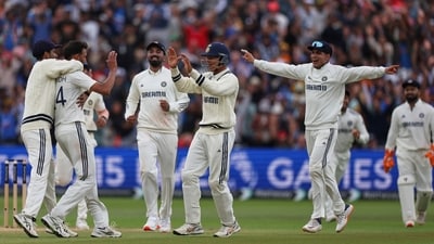 India's Prasidh Krishna took one wicket in the Edgbaston Test. He dismissed England's Jamie Smith in the second innings using the short ball ploy. Jamie Smith was caught at the deep off the bowling of Prasidh. (AP) India's Prasidh Krishna took one wicket in the Edgbaston Test. He dismissed England's Jamie Smith in the second innings using the short ball ploy. Jamie Smith was caught at the deep off the bowling of Prasidh. (AP)