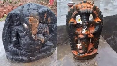Ganesh idol damaged in Karnataka's Shivamogga, alleged Karnataka BJP, Ganesh idol damaged in Karnataka's Shivamogga, alleged Karnataka BJP,