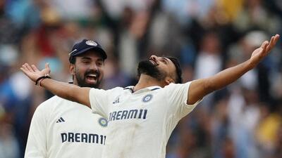 India's Akash Deep celebrates after taking the wicket of England's Brydon Carse to win the match on Sunday. (Reuters) India's Akash Deep celebrates after taking the wicket of England's Brydon Carse to win the match on Sunday. (Reuters)
