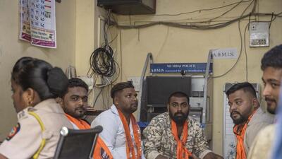 Mumbai, India - July 05, 2025: Mumbai Police detain MNS party workers following an attack on Sushil Kedia’s Worli office in Mumbai, India, on Saturday, July 05, 2025. (Photo by Satish Bate/ Hindustan Times) (Hindustan Times) Mumbai, India - July 05, 2025: Mumbai Police detain MNS party workers following an attack on Sushil Kedia’s Worli office in Mumbai, India, on Saturday, July 05, 2025. (Photo by Satish Bate/ Hindustan Times) (Hindustan Times)