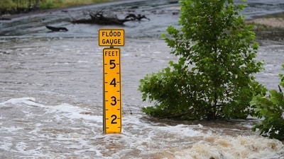 A raging Guadalupe River leaves fallen trees and debris in its wake in Kerrville, Texas. (AP Photo/Eric Gay) A raging Guadalupe River leaves fallen trees and debris in its wake in Kerrville, Texas. (AP Photo/Eric Gay)