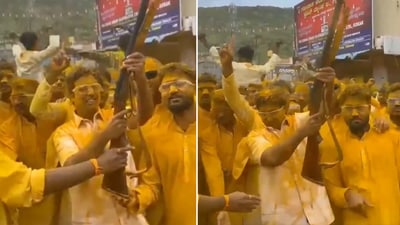 Santosh Jarkiholi booked after firing gun in air at Karnataka temple fair (Screengrab from X/@allaboutbelgaum)