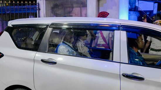 CBI officials leave without taking custody of Trinamool Congress leader Sheikh Shahjahan, in Kolkata on Tuesday. (PTI)