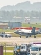 A British Royal Navy fighter jet being moved to a designated facility at the Kerala airport in Thiruvananthapuram on Sunday (PTI)