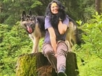 Kavita Kaushik had to jump into waterfall to save her pet dog Raaka. 