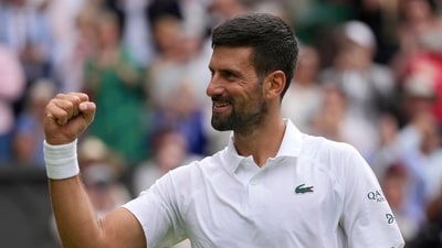 Wimbledon 2025: Novak Djokovic said it was "good to break the curse" in front of Roger Federer (AP) Wimbledon 2025: Novak Djokovic said it was "good to break the curse" in front of Roger Federer (AP)