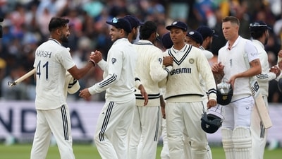 India's Akash Deep celebrates with teammates after winning the match (Action Images via Reuters)