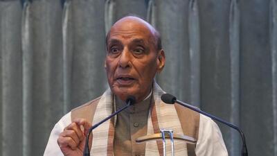 Defence minister Rajnath Singh addresses the Controllers’ Conference of the Defence Accounts Department (DAD) in New Delhi on Monday. (PTI) Defence minister Rajnath Singh addresses the Controllers’ Conference of the Defence Accounts Department (DAD) in New Delhi on Monday. (PTI)