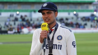 India's captain Shubman Gill speaks during presentation ceremony after their win against England on day five of the second cricket Test match at Edgbaston (AP) India's captain Shubman Gill speaks during presentation ceremony after their win against England on day five of the second cricket Test match at Edgbaston (AP)