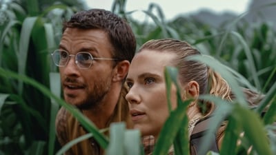 Jurassic World Rebirth box office collection: Jonathan Bailey and Scarlett Johansson in a still from the film. (Universal Pictures and Amblin Entertainment via AP) Jurassic World Rebirth box office collection: Jonathan Bailey and Scarlett Johansson in a still from the film. (Universal Pictures and Amblin Entertainment via AP)