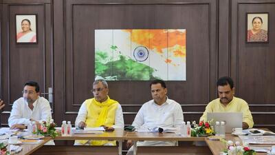 MoS minority welfare Danish Azad Ansari, minority welfare minister OP Rajbhar, MoS backward classes welfare Narendra Kashyap and MoS social welfare Asim Arun during the meeting in Lucknow on Monday. (SOURCED IMAGE) MoS minority welfare Danish Azad Ansari, minority welfare minister OP Rajbhar, MoS backward classes welfare Narendra Kashyap and MoS social welfare Asim Arun during the meeting in Lucknow on Monday. (SOURCED IMAGE)