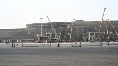 Mumbai, India. Apr 04, 2025: View of Under Construction Navi Mumbai Airport. Mumbai, India. Apr 04, 2025. (Photo by Raju Shinde/HT Photo) (Hindustan Times) Mumbai, India. Apr 04, 2025: View of Under Construction Navi Mumbai Airport. Mumbai, India. Apr 04, 2025. (Photo by Raju Shinde/HT Photo) (Hindustan Times)