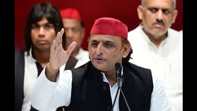 Samajwadi Party chief Akhilesh Yadav addresses a press conference at the party office in Lucknow, on Monday (HT Photo) Samajwadi Party chief Akhilesh Yadav addresses a press conference at the party office in Lucknow, on Monday (HT Photo)