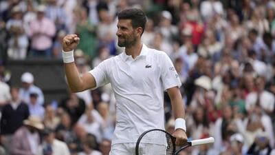 Serbia's Novak Djokovic beats Australia's Alex de Minaur during a fourth round men's singles match at the Wimbledon Tennis Championships in London. (AP) Serbia's Novak Djokovic beats Australia's Alex de Minaur during a fourth round men's singles match at the Wimbledon Tennis Championships in London. (AP)
