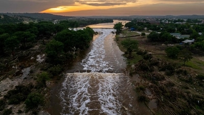 A sudden storm had dropped more than a foot of rain, which caused the Guadalupe River to overflow and rip through the camp’s historic buildings. (Getty Images via AFP) A sudden storm had dropped more than a foot of rain, which caused the Guadalupe River to overflow and rip through the camp’s historic buildings. (Getty Images via AFP)
