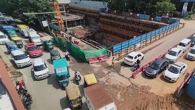 Work underway at the T-junction. (Vipin Kumar/HT Photo) Work underway at the T-junction. (Vipin Kumar/HT Photo)