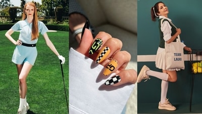 St. John's new line of golf wear, F1-themed nails with track lines, chrome finishes, and team logos, and Neena Gupta promoting her new web series in a pickleball-style outfit. (Photos: Instagram) St. John's new line of golf wear, F1-themed nails with track lines, chrome finishes, and team logos, and Neena Gupta promoting her new web series in a pickleball-style outfit. (Photos: Instagram)