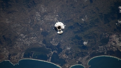 Ax-4 crew aboard SpaceX Dragon "Grace" approaching the International Space Station. (@Axiom_Space/X) Ax-4 crew aboard SpaceX Dragon "Grace" approaching the International Space Station. (@Axiom_Space/X)