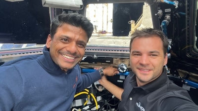 Axiom-4 Pilot Shubhanshu Shukla and Mission Specialist Tibor Kapu enjoys views of Earth from the cupola. (@Axiom_Space/X) Axiom-4 Pilot Shubhanshu Shukla and Mission Specialist Tibor Kapu enjoys views of Earth from the cupola. (@Axiom_Space/X)