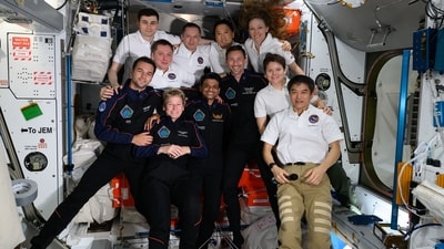 After docking to the orbiting laboratory, Ax-4 Commander Peggy Whitson, Pilot Shubhanshu Shukla, Mission Specialist Sławosz Uznański-Wiśniewski, and Mission Specialist Tibor Kapu entered the space station. (@Axiom_Space/X) After docking to the orbiting laboratory, Ax-4 Commander Peggy Whitson, Pilot Shubhanshu Shukla, Mission Specialist Sławosz Uznański-Wiśniewski, and Mission Specialist Tibor Kapu entered the space station. (@Axiom_Space/X)