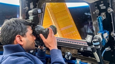 Indian astronaut Shubhanshu Shukla take picture aboard the International Space Station as part of a research mission (@ISROSpaceflight X/ PTI Photo) Indian astronaut Shubhanshu Shukla take picture aboard the International Space Station as part of a research mission (@ISROSpaceflight X/ PTI Photo)