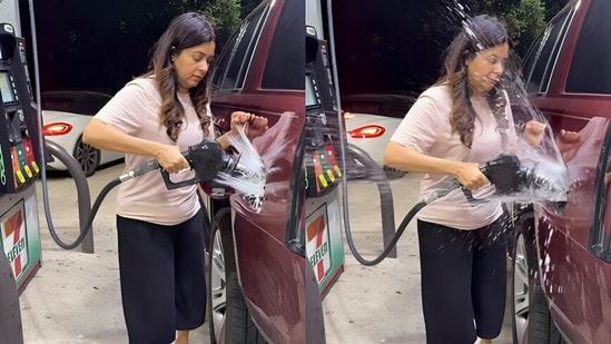 A Pakistani woman in Texas shared a video after petrol splashed on her at a gas station. (Instagram/soul.kashh)