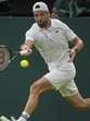 Bulgaria's Grigor had to quit with an injured pectoral muscle against Italy's Jannik Sinner at the Wimbledon Tennis Championships in London. (AP) Bulgaria's Grigor had to quit with an injured pectoral muscle against Italy's Jannik Sinner at the Wimbledon Tennis Championships in London. (AP)