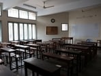 An empty classroom of a school.
