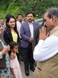 Himachal Pradesh chief minister Sukhvinder Singh Sukhu interacts with people affected by the collapse of a retaining wall constructed by NHAI in Shimla on Tuesday. (PTI) Himachal Pradesh chief minister Sukhvinder Singh Sukhu interacts with people affected by the collapse of a retaining wall constructed by NHAI in Shimla on Tuesday. (PTI)
