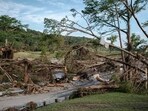 Debris lies along the Guadalupe River after being swept away in the flash flooding on July 7, 2025 in Hunt, Texas. Debris lies along the Guadalupe River after being swept away in the flash flooding on July 7, 2025 in Hunt, Texas.