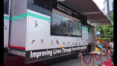 ‘Telesurgery-on-wheels, a mobile robotic bus service was launched in Gurugram last week. (Sourced pic) ‘Telesurgery-on-wheels, a mobile robotic bus service was launched in Gurugram last week. (Sourced pic)