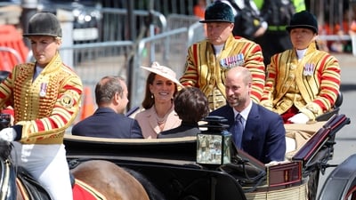 Britain's Prince William and Kate, Princess of Wales travel in an Ascot Landau on a state drive to Windsor Castle in Windsor, England, Tuesday July 8, 2025, on the first day of a three-day state visit to Britain.AP/PTI(AP07_08_2025_000197B) (AP) Britain's Prince William and Kate, Princess of Wales travel in an Ascot Landau on a state drive to Windsor Castle in Windsor, England, Tuesday July 8, 2025, on the first day of a three-day state visit to Britain.AP/PTI(AP07_08_2025_000197B) (AP)