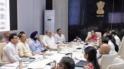 Delhi Chief Minister Rekha Gupta chairs a cabinet meeting, in New Delhi. (PTI) Delhi Chief Minister Rekha Gupta chairs a cabinet meeting, in New Delhi. (PTI)