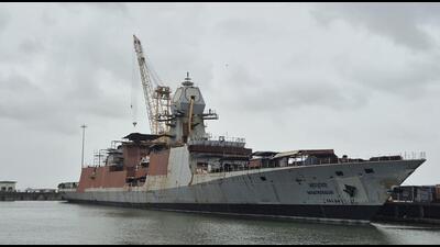 Mahendragiri, a P-17A stealth frigate, is being built at MDL in Mumbai. (HT Photo/Rahul Singh) Mahendragiri, a P-17A stealth frigate, is being built at MDL in Mumbai. (HT Photo/Rahul Singh)