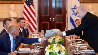 Donald Trump and Benjamin Netanyahu discussed the plans for a ceasefire in Gaza during the Israeli PM's visit to the US. (AP) Donald Trump and Benjamin Netanyahu discussed the plans for a ceasefire in Gaza during the Israeli PM's visit to the US. (AP)