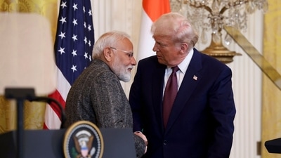 US President Donald Trump and PM Narendra Modi during a news conference in the East Room of the White House in Washington DC on Thursday, Feb. 13, 2025. (Bloomberg) US President Donald Trump and PM Narendra Modi during a news conference in the East Room of the White House in Washington DC on Thursday, Feb. 13, 2025. (Bloomberg)