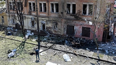 Russia launched a fresh large-scale drone and missile barrage before the announcement, including on Ukraine's military recruitment centres. (AFP) Russia launched a fresh large-scale drone and missile barrage before the announcement, including on Ukraine's military recruitment centres. (AFP)