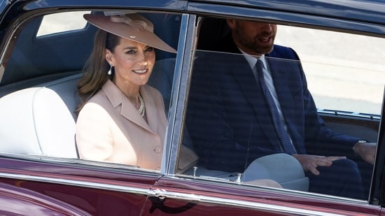 Kate and William leave by car after greeting France's President Emmanuel Macron and his wife Brigitte Macron upon their arrival at RAF Northolt, in Ruislip, west of London, Britain, on July 8, 2025, on the first day of a three-day state visit to Britain. Geoff Pugh/Pool via REUTERS(via REUTERS)