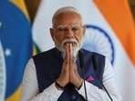 PM Modi reacts during a joint press statement with Brazil's President Luiz Inacio Lula da Silva.