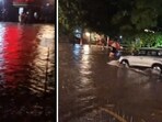 A waterlogged street in Gurugram after a few hours of rain. A waterlogged street in Gurugram after a few hours of rain.