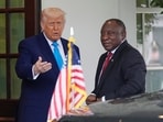 President Donald Trump greets South African President Cyril Ramaphosa at the White House, Wednesday, May 21, 2025, in Washington