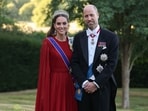 Kate Middleton, Princess of Wales, and Prince William, the Prince of Wales at the State Banquet for President of France Emmanuel Macron. Kate Middleton, Princess of Wales, and Prince William, the Prince of Wales at the State Banquet for President of France Emmanuel Macron.