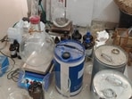 The equipment seized from two teachers who cooked meth in Rajasthan's Sri Ganganagar. The equipment seized from two teachers who cooked meth in Rajasthan's Sri Ganganagar.
