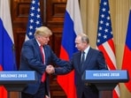 US President Donald Trump (L) and Russia's President Vladimir Putin shake hands before attending a joint press conference. (File image) US President Donald Trump (L) and Russia's President Vladimir Putin shake hands before attending a joint press conference. (File image)