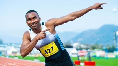 Animesh Kujur after breaking the national record in men's 100m sprint Animesh Kujur after breaking the national record in men's 100m sprint