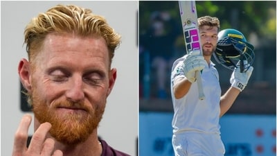 Ben Stokes reacted to Wiaan Mulder's decision to declare innings (PTI/ICC) Ben Stokes reacted to Wiaan Mulder's decision to declare innings (PTI/ICC)
