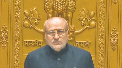 Mumbai, India - July 31, 2024: CP Radhakrishnan was sworn in as the Governor of Maharashtra on Wednesday at Raj Bhvan in Mumbai. Radhakrishnan was administered the oath of office and secrecy by Bombay High Court Chief Justice Devendra Kumar Upadhyaya. Chief Minister Eknath Shinde, Deputy Chief Minister Devendra Fadnavis, Ajit Pawar and other ministers were present at the Raj Bhavan ceremony in Mumbai, India. July 31, 2024. (Photo by Raju Shinde/ Hindustan Times) (Hindustan Times) Mumbai, India - July 31, 2024: CP Radhakrishnan was sworn in as the Governor of Maharashtra on Wednesday at Raj Bhvan in Mumbai. Radhakrishnan was administered the oath of office and secrecy by Bombay High Court Chief Justice Devendra Kumar Upadhyaya. Chief Minister Eknath Shinde, Deputy Chief Minister Devendra Fadnavis, Ajit Pawar and other ministers were present at the Raj Bhavan ceremony in Mumbai, India. July 31, 2024. (Photo by Raju Shinde/ Hindustan Times) (Hindustan Times)