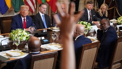 Trump at the lunch with African leaders in the State Dining Room of the White House. ((AP Photo/Evan Vucci)) Trump at the lunch with African leaders in the State Dining Room of the White House. ((AP Photo/Evan Vucci))