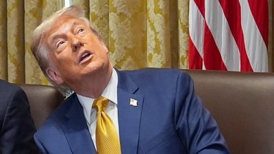 US President Donald Trump during a cabinet meeting at the White House on Tuesday, July 8. (Evan Vucci/AP) US President Donald Trump during a cabinet meeting at the White House on Tuesday, July 8. (Evan Vucci/AP)